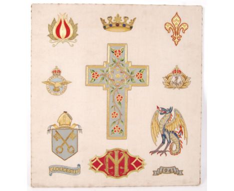 A beautiful rare WWII Second World War religious tribute tapestry believed to have been made for members of a local Glouceste