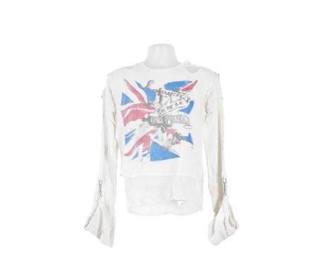 Westwood/McLaren: A Seditionaries 'Anarchy In The UK' Muslin Shirt,1978,printed in red, blue and black on white muslin, unlab