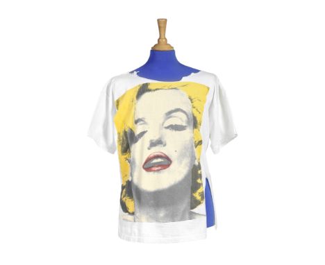 Freddie Mercury/Queen: A T-Shirt Depicting Marilyn Monroe From The Music Video 'The Miracle',1989,white cotton oversized t-sh