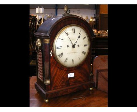 An early 19th century inlaid mahogany bracket clock with 'pineapple' finial, two train fusee movement, dial signed Jamerson, 