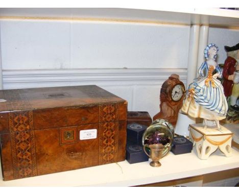 A Tunbridge box, together with assorted collectables, including a miniature silver trophy 