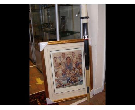 A Dreissigacker oar, signed by Sir Steven Redgrave and others to blade, together with a Stephen Doig Limited Edition print en