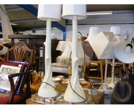 A pair of 'tree-like' table lamps and one other lamp