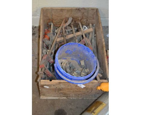 Wooden crate and assorted tools