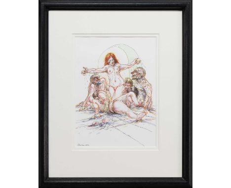* PETER HOWSON OBE (SCOTTISH b. 1958), SATURDAY NIGHT, GARTNAVEL mixed media on paper, signed and dated 2012, titled versomou