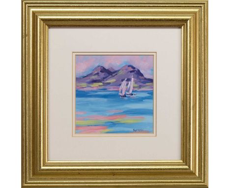 * MARY BATCHELOR (SCOTTISH 1944 - 2017), SUMMER SAILS oil on board, signed, titled label versomounted, framed and under glass