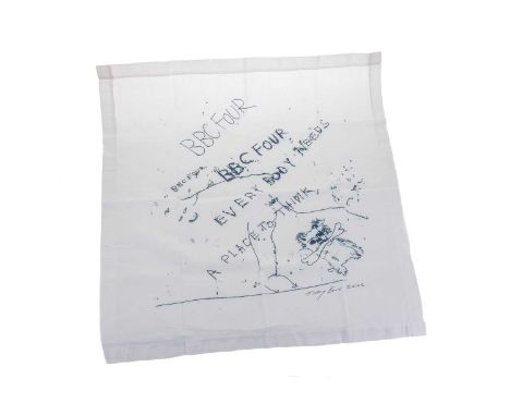 * TRACEY EMIN, 2002 BBC FOUR 'EVERYBODY NEEDS A PLACE TO THINK' limited edition of 1500 screen print of handkerchief unframed