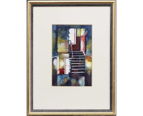 * BRYAN EVANS, LIGHT AT THE WINDOW watercolour on paper, signed, titled label verso mounted, framed and under glassimage size