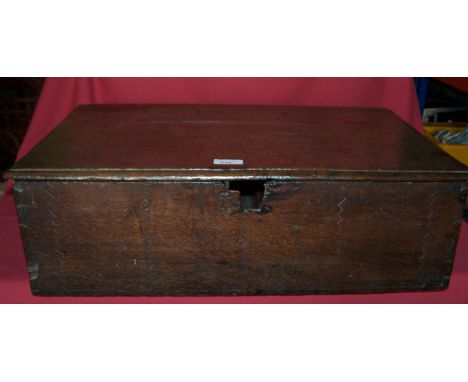 An 18th Century oak Bible Box of plain form, the hinged lid with moulded edge, 24 1/2" (62cms) wide and a 19th Century mahoga
