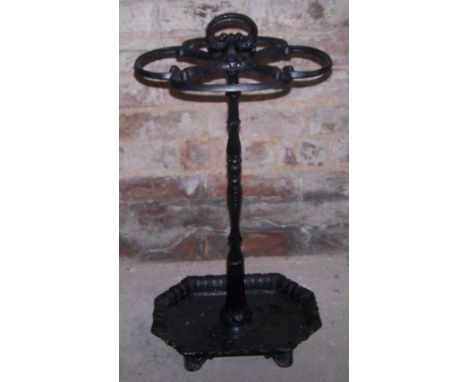 A Victorian cast iron four division Stick Stand on an oblong base.