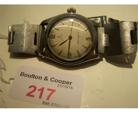Another Tudor Oyster Wristwatch with Arabic and baton numerals, sweep second hand, in stainless steel case, no. 73250.