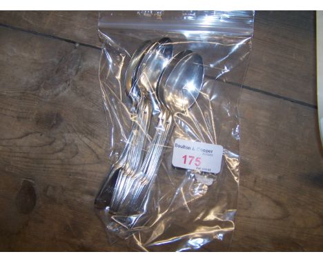 Five silver fiddle pattern Teaspoons engraved with initials, Sheffield, 1894 and three other Victorian teaspoons.  (6.6ozs).