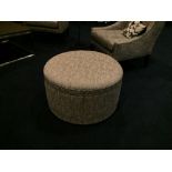 Furniture Asset: LOT OF: 9 qty: Ottoman Linen Gray Ottoman, 30.5" Diameter x 18'H, Orig. price: $
