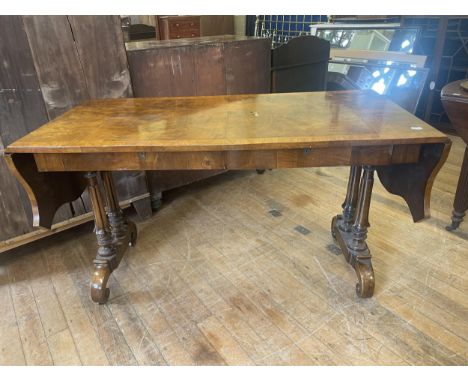 A Continental walnut sofa table, 143 cm wide