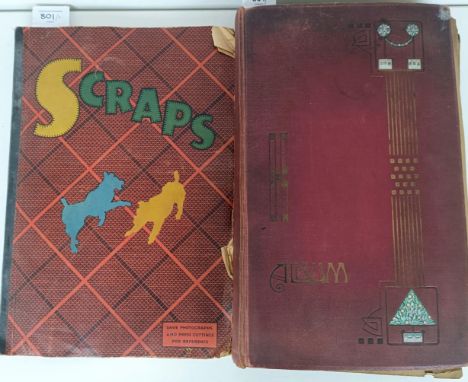 A vintage postcard album, to include postcards, mostly Northern towns, and a vintage scrapbook (2)