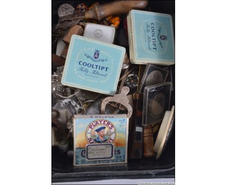 A collection of vintage curios to include tin opener, coins, cork screw, pen knife and other items please see images.