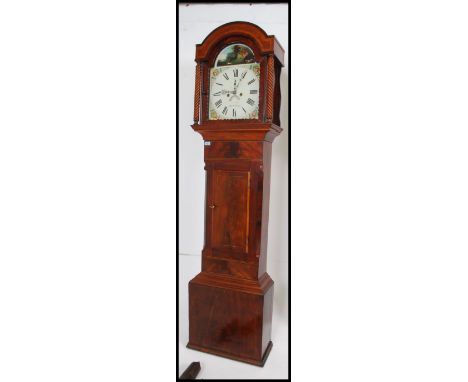 A 19th Century inlaid mahogany longcase clock by Edwin Fear of Pill St George, Bristol. The arch shaped hood with glazed door