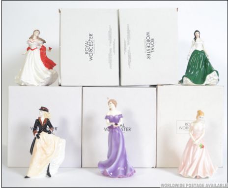 A group of 5 Royal Worcester figurines to include Birth Stone Crystal Pisces, Les Petites Zara, The Rose, Olivia England and 