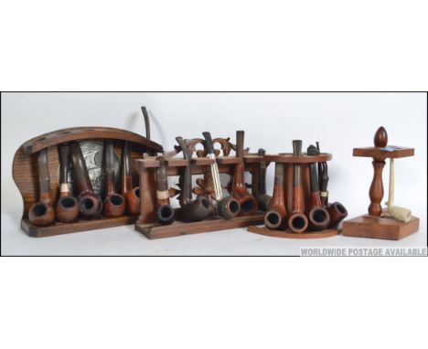 A collection of vintage smoking pipes to include Bruyere, Briar, Comet, Falcon, Civic hallmarked silver collar, Charatans etc