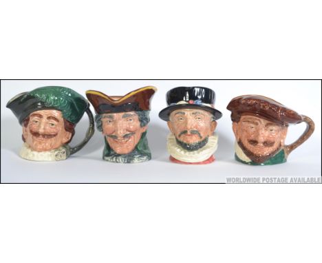 A collection of four large early ceramic Royal Doulton Toby Jug's. To include Beef eater's RD 5193, Turpin, Dickie and anothe