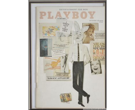 A framed and glazed vintage issue of Playboy magazine - unknown date with front marked for 60cents - September
