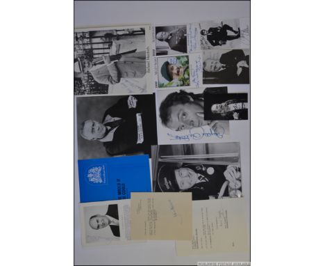 Autographs; A collection of vintage autographs to include Allo Allo cast cards for Richard Marner, Gordon Kaye, a Theatre Roy