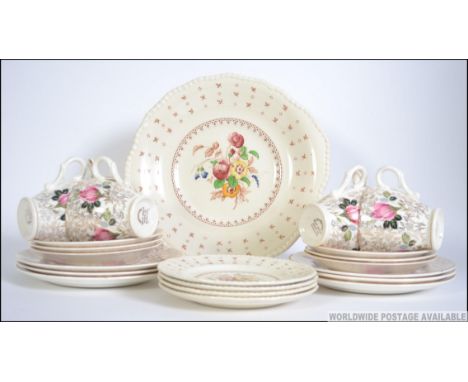 Royal Doulton Warwick D5916 sandwich set consisting of serving plate along with 4 small plates , plus a 22ct gold trimmed tea
