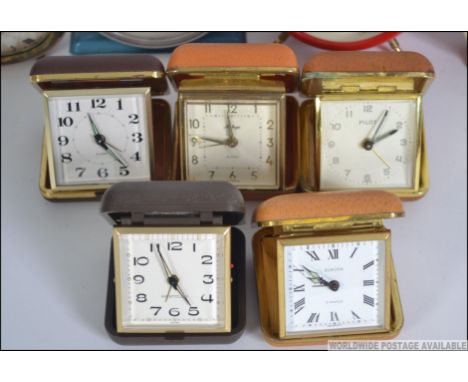 A collection of vintage and retro 20th century clocks and alarm clocks to include Westclox, Baby Ben, travel clocks etc pleas