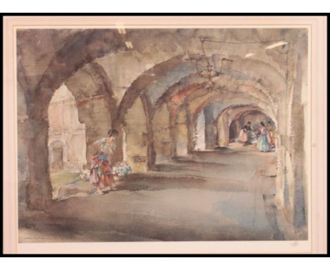 William Russell Flint (1880-1969) An unsigned colour print entitled 'Flowers In The Cloisters' 343/850 , Framed and glazed.