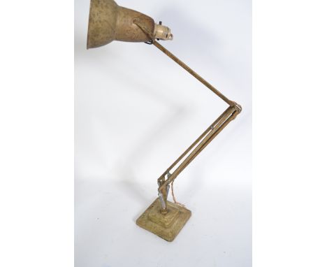 A pre war 1930's scrumble painted Industrial Herbert Terry anglepoise desk lamp raised on square terraced base with pendant s