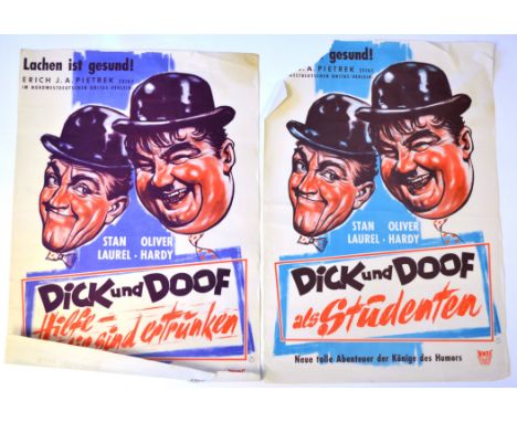 LAUREL &amp; HARDY POSTERS; Two vintage c1950's / 1940's European Dick Und Doof film posters. Both AF. 60x42cm