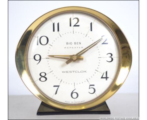 A vintage / retro mid 20th  century Big Ben Westclox repeater alarm clock in working order. Measures 13cm high.