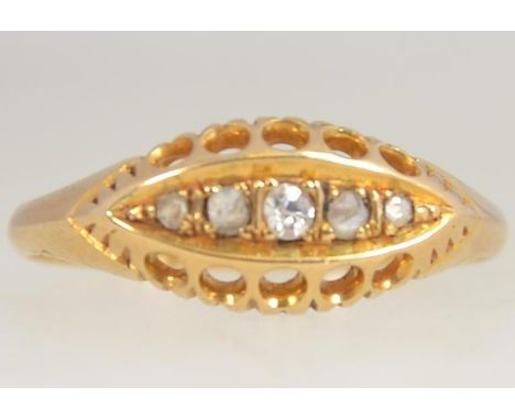 An Edwardian  18ct gold and diamond vintage ladies ring bearing Chester hallmarks for 1909. The ring with channel set diamond