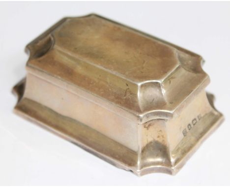 A hallmarked silver trinket box, length 9cm.