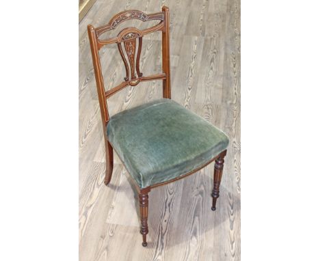 A late victorian ivory inlaid rosewood chair, height 88cm.