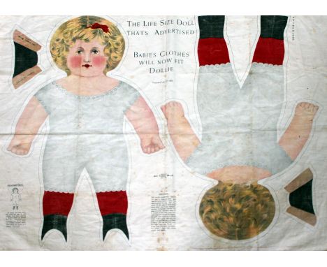 An American jointed doll pattern by Art Fabric Mills New York, patented Feb. 3th 1900, 89.5cm x 70cm. CONDITION REPORT - unus