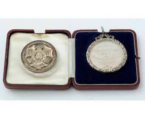 A George VI Scottish silver school prize medal, “Dunfermline High School awarded to Catherine M. Venner, session 1949-50”, by