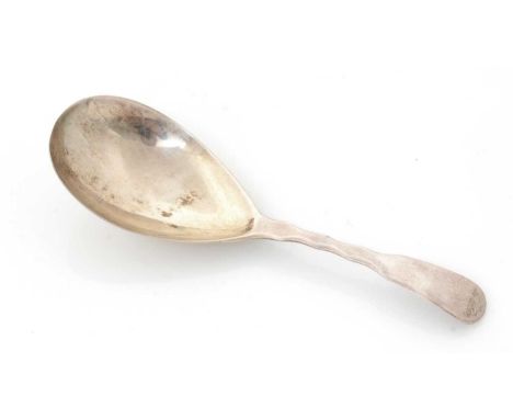 A George III silver provincial caddy spoon, with a shaped stem and a drop-shaped bowl, by Edward Jackson, York 1819, 10.2cm l
