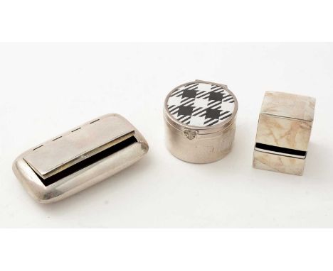 A Victorian silver snuff box of round oblong form with a concealed hinge and a gilt interior, by Alfred Taylor, Birmingham 18