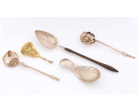 An early 19th Century Portuguese silver caddy spoon with a fluted bowl, initialled "R", by Francisco Antonio d Almeida, Lisbo