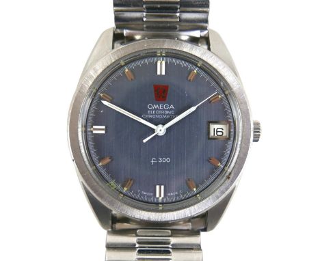 An Omega Electronic F300 Seamaster Chronometer stainless steel gentleman's bracelet wristwatch, circa 1970, 36mm case. Not cu