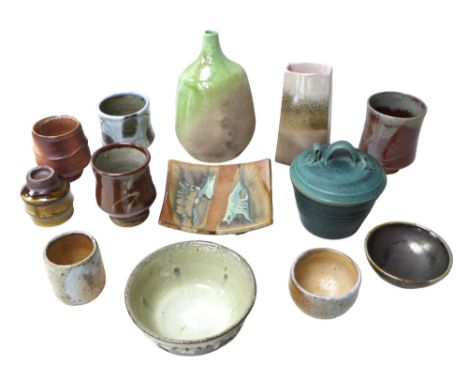 An interesting collection of studio pottery, mostly bought from the Goldmark Gallery Rutland including Phil Rogers, mike Dodd