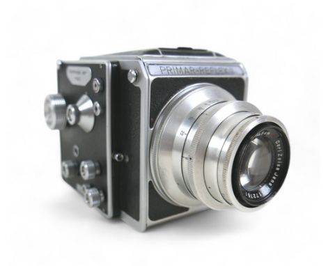 A Primar-Reflex II medium format SLR camera, circa 1950s, serial no. 34487, also numbered 37/362/1002, made by Feinoptisches 