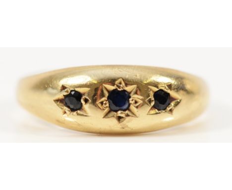 A 9ct gold sapphire dress ring, K 1/2, 2g