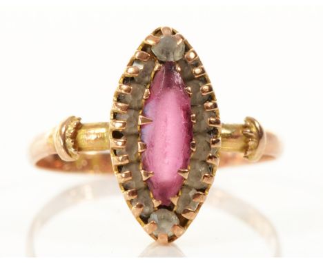 A 9ct gold and paste dress ring, Birmingham 1915, N 1/2, 1.6g