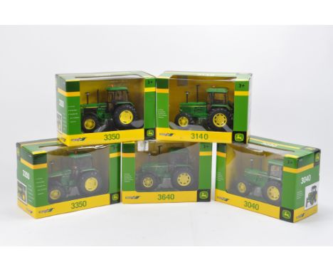 Impressive Britains Farm John Deere Tractor Selection including 3350, 3140, 3350, 3640 and 3040. A in A/B Boxes. (5)