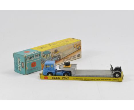 Corgi No.1131 Bedford TK Carrimore Detachable Axle Machinery Carrier. blue tractor unit, grey low loader with black rear axle