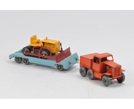 Lesney Moko Prime Mover with Caterpillar Load. Tractor (C) is Original, Low Loader with Caterpillar are restored (A/B)