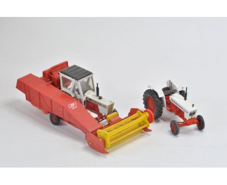 Duo of David Brown Tractor Models including Corgi DB 1412 with JF Combine (B) plus Britains based code 3 DB 995 (A/B). (2)