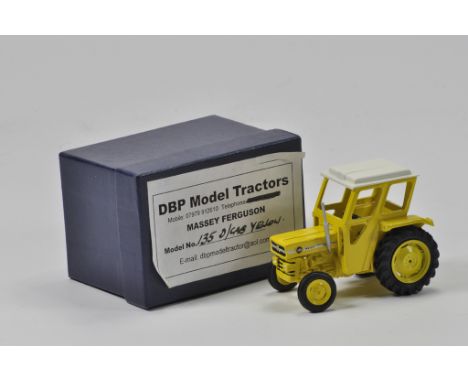 DBP Models 1/32 Scale Massey Ferguson 135 Tractor with Duncan Cab. Industrial Yellow Edition. Rare Handbuilt Model. A with bo